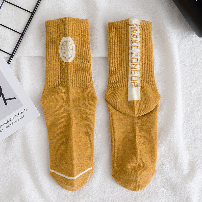 Ins Street Basketball Socks Couple Crew Socks Personalized Letters Hip-hop Men